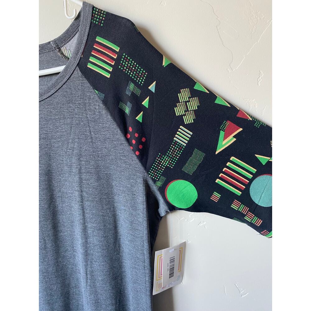 Lularoe Geometric Sleeves Gray Julia Raglan Pencil Dress Sz 2XL NWT - Picture 6 of 9